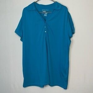 Just My Size Women's Short Sleeve 1/4 Button V-Neck Pullover Top Size 3X.